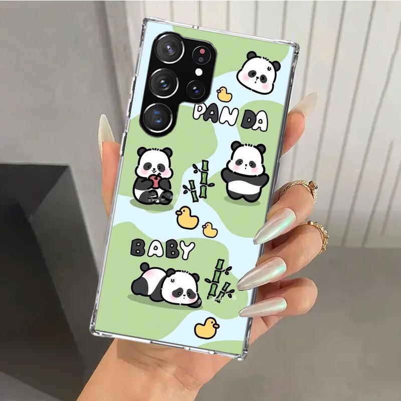 Cartoon Cute Panda Bear Phone Case for Samsung Galaxy S26 S24 S23 Ultra S25 Edge S22 S21 Plus S20 FE + Soft Print Shell Funda Ga