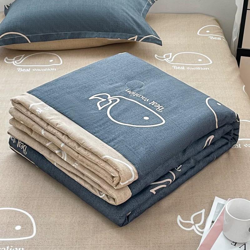 Skin-friendly Summer Thin Quilt Printed Quilt Air-conditioning Quilt Single Double Summer Cool Quilt Soft Bedspread Spring and Autumn Thin Quilt