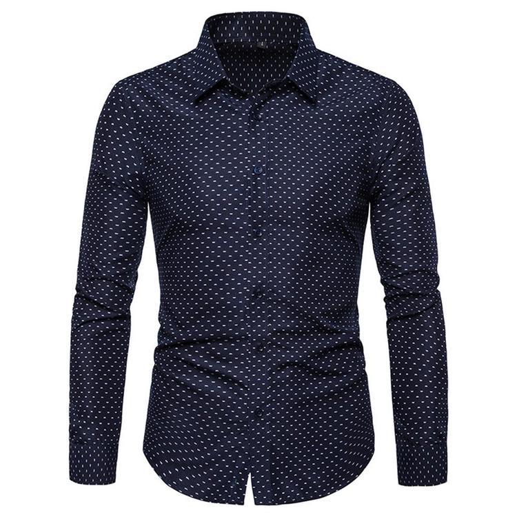 Buy Autumn Men Printed Long Sleeve Office Shirt Men's Business Slim