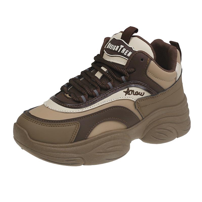 Ins Korean Version of the New High-top Dad Shoes for Women 2025 Autumn Student Running Sports Thick Sole Height Increase Leisure EP907