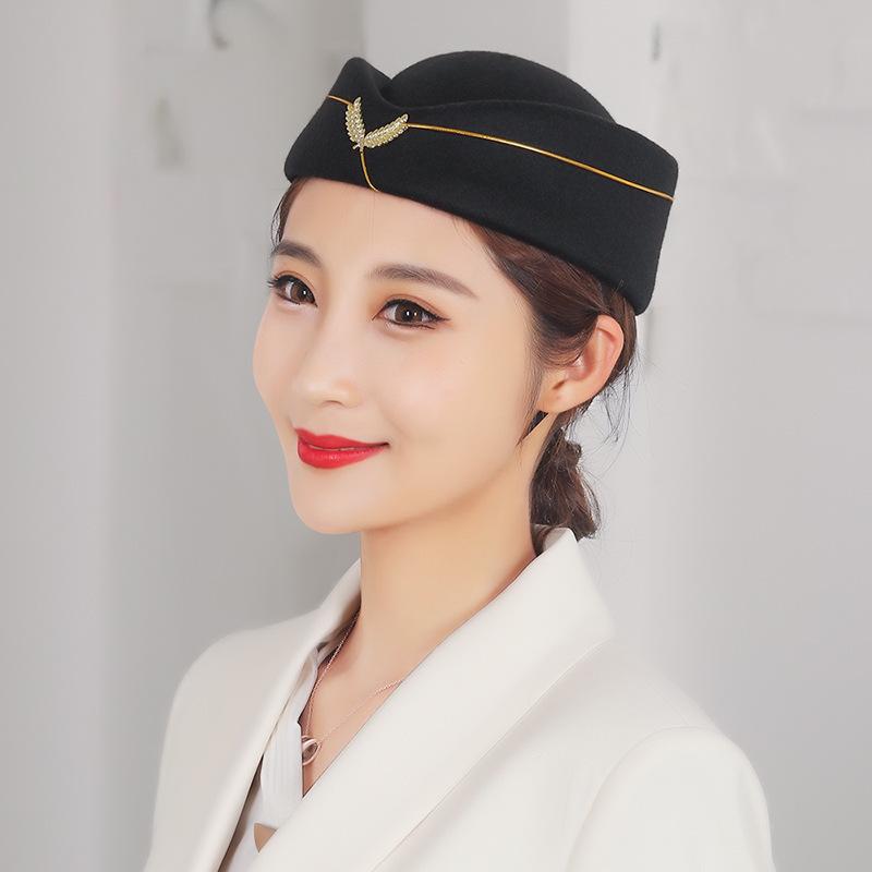 Women's Hat Ceremonial Guard Drum Team Performance Dance Hat Band Uniform Flight Attendant Beret