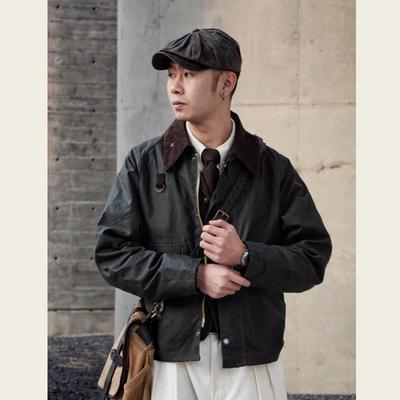 GDDQSDC Unisex Κυνηγετικό Μπουφάν από Κερωμένο Λάδι – Ψάρεμα με Μύγα, Χαλαρή Κοντή Σιλουέτα, Ρετρό Τοπ Εργασίας με Πέτο