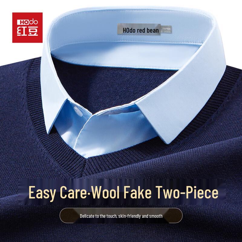 

Hodo Men s Sheep Wool Blend Faux Two-Piece Knit Shirt XL 180/96A