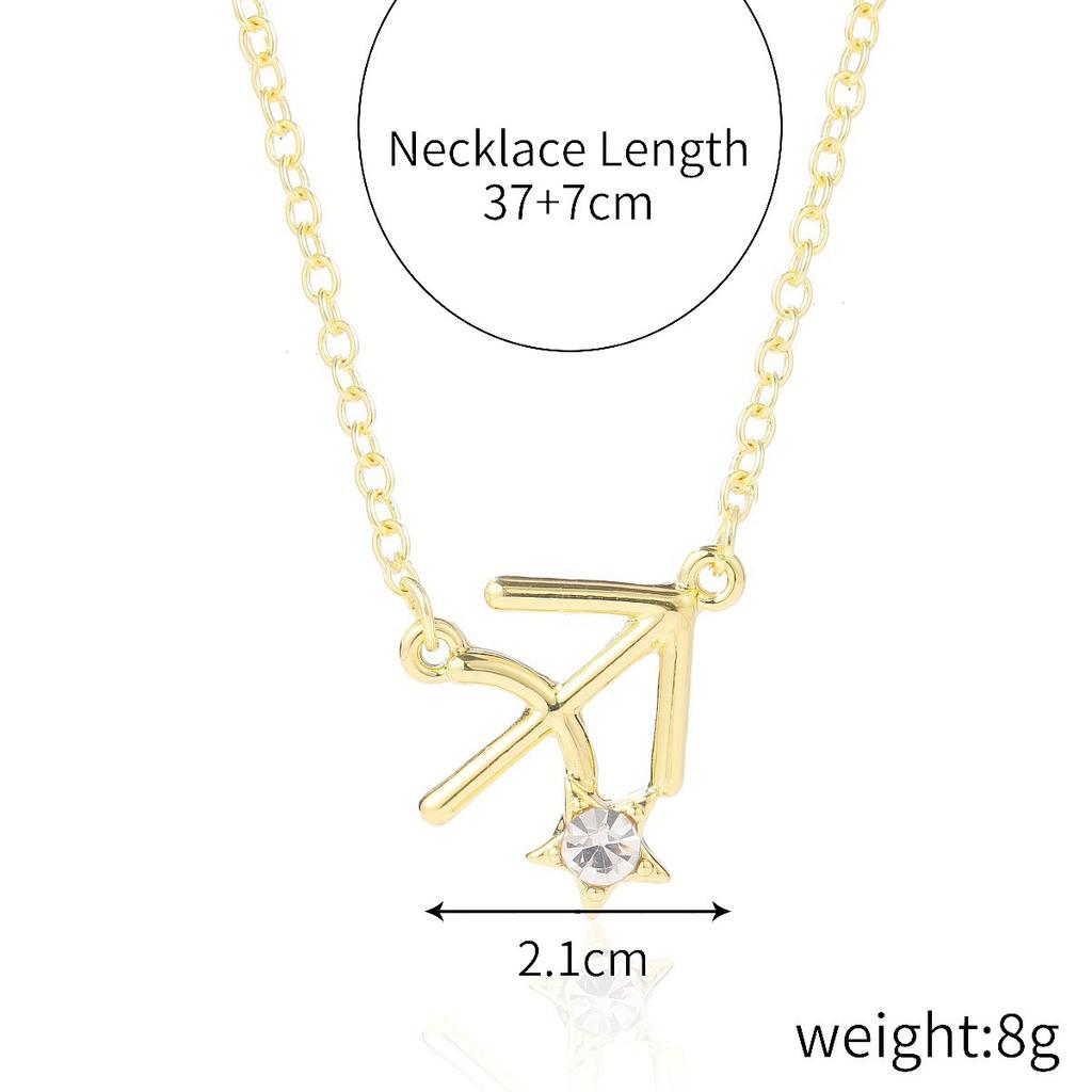 Source Twelve Constellation Necklace 12 Constellation Alloy Diamond-encrusted Rhinestone Collarbone Chain, Spot