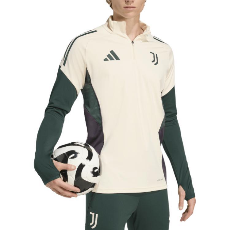 adidas Juventus EU TR Top Color Block Logo Slim Fit Stojáček Dlouhý rukáv Fotbalové tričko Pánské topy JN7469