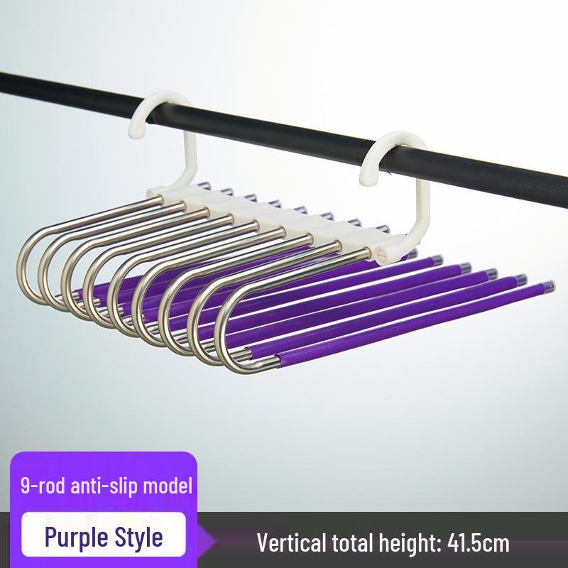 Stainless Steel Multi-Layer Folding Pants Hanger with Clips - Magic Storage Rack for Wardrobe