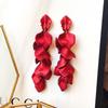 Temperament Long Tassel Metal Flower Petals Drop Jewelry Stud Earring Dangle Earrings Accessories