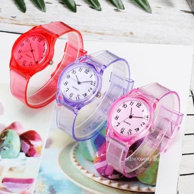 Orologio da polso da donna casual alla moda, in silicone e gelatina, al quarzo, adorabile, trasparente, estivo, colore caramella, per studenti