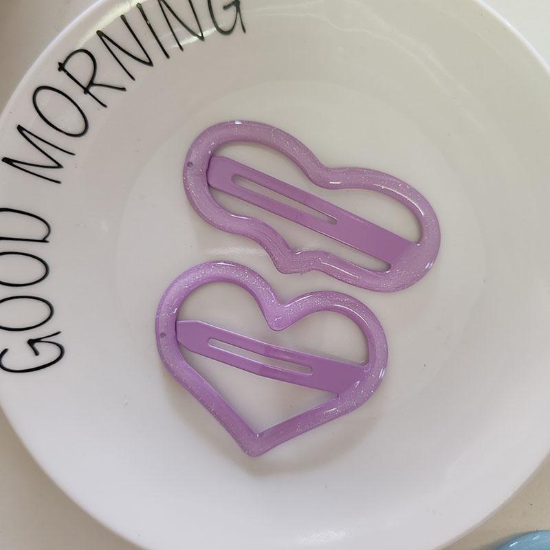 2pc Alloy Big Heart Colorful Cute Sweet Solid Color BB Hairpin HairClips for Women  Hair Accessories Ornament