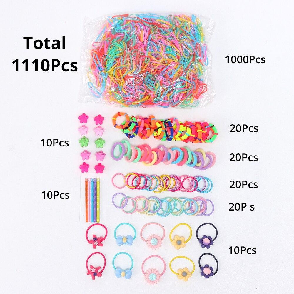 1110pcs Hair Accessories Set Hairstyle House Play Toy Girl Elastic Hair Bands Hairpins Flower Hair Claws Hair Ties