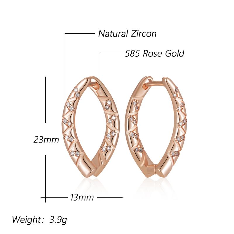 Rose Gold Color V Shape Drop Earrings For Women Girl Fashion Natural Zircon Accessories High Quality Daily Jewelry
