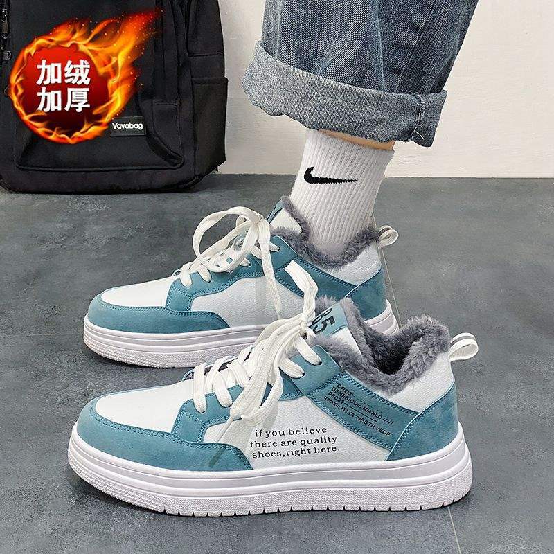 Men's shoes 2025 new winter velvet thickened warm cotton shoes sports board shoes men's student casual little white tide shoes