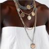 ZAA Fashion Women Necklaces Punk Multi-layer Necklace Round Coin Pendant Choker Jewelry Necklace Set Accessories