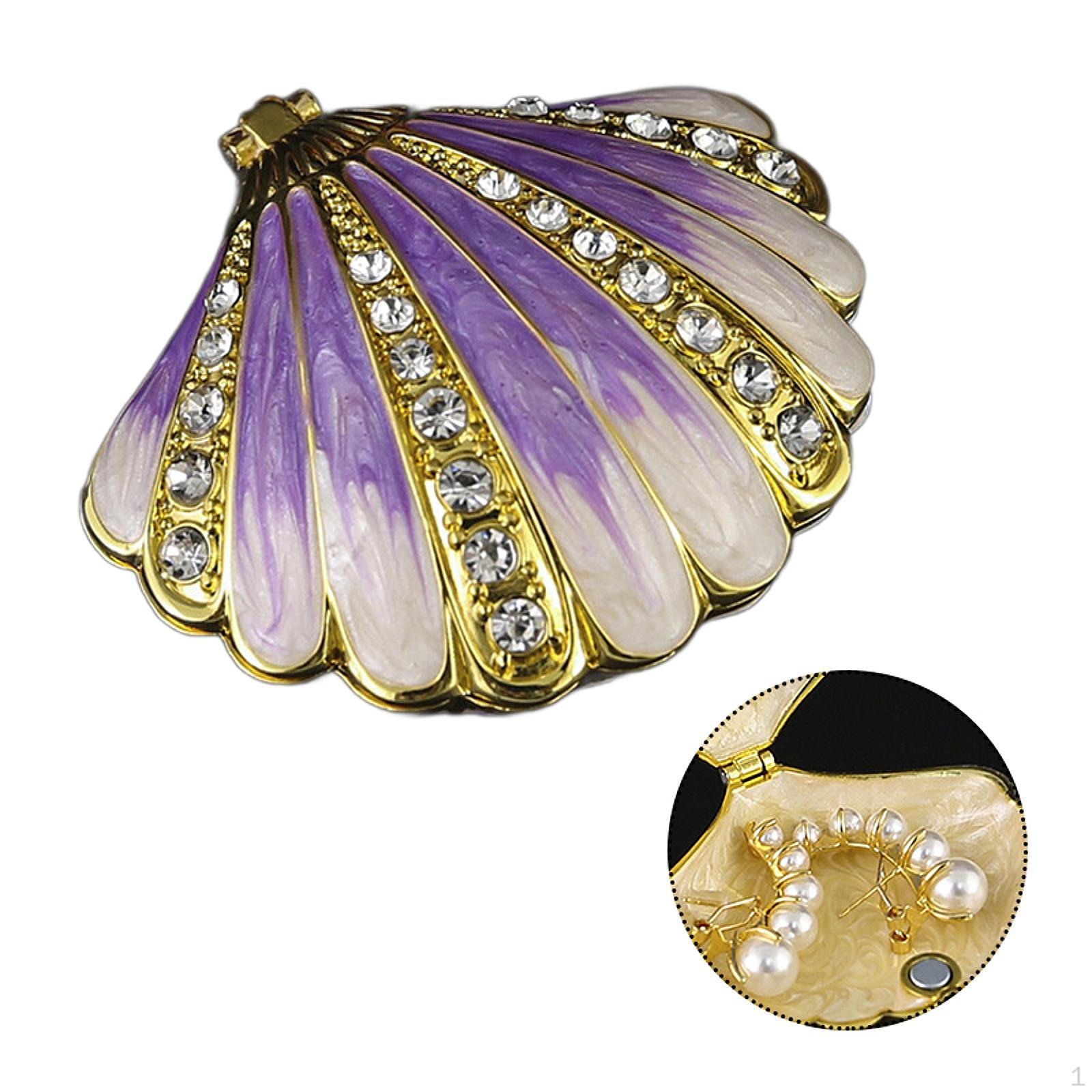 

Шкатулка для коштовностей Мушля Брелок Модні твори мистецтва Прикраса дому Намисто Сережки Кільця Футляр фіолетовий