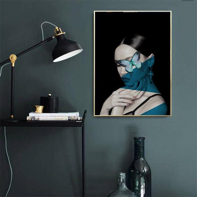 Скандинавская современная простая креативная художественная фотография с тушью, женский портрет, гостиная, декоративная картина на холсте, настенная живопись маслом 21*30cm