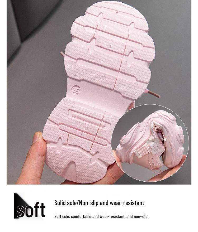 Girls' Lightweight Non-Slip Sports Shoes - Spring 2026 Soft Sole Fashion for Middle & Big Kids