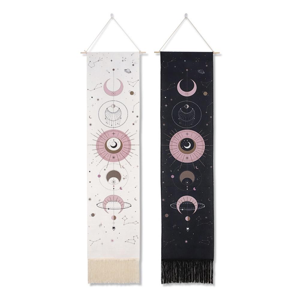 Decorative Tapestry Lunar Eclipse Cycle Painting Tassel Tapestry For Home Living Room Decoration