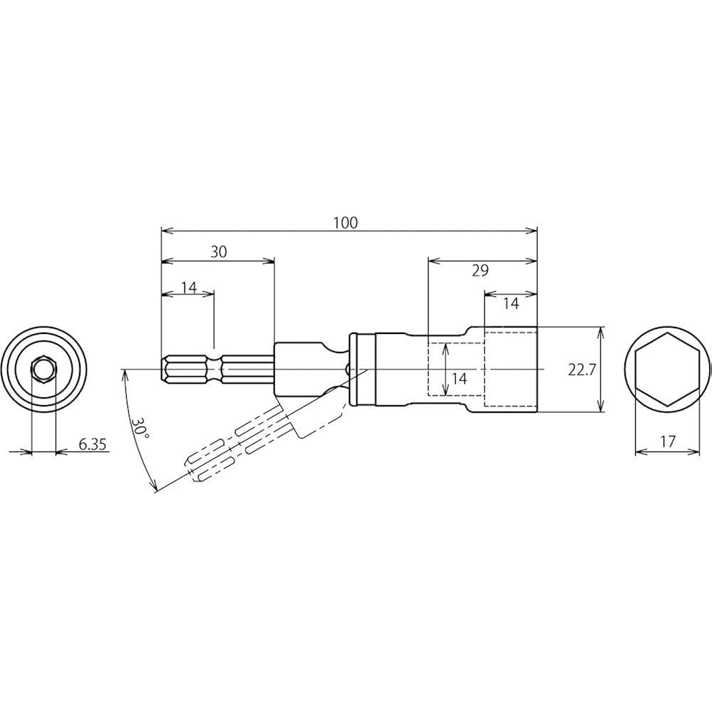 Robtex Universal Socket “Stroke” 17mm Hexagon DSU17S
