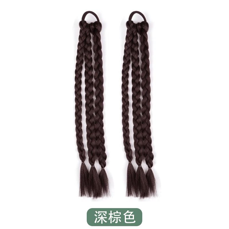Wig Ponytail Braid Fishbone Cable Stitch Long Braid Female Artificial Nature Internet Celebrity Braided Hair Boxing Double Ponytail Pearl Dreadlocks