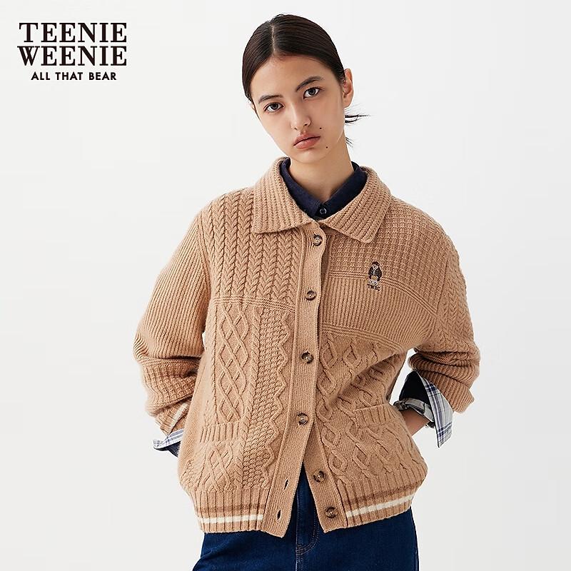 Teenie Weenie Women's Polo Collar Colorblock Knit Cardigan