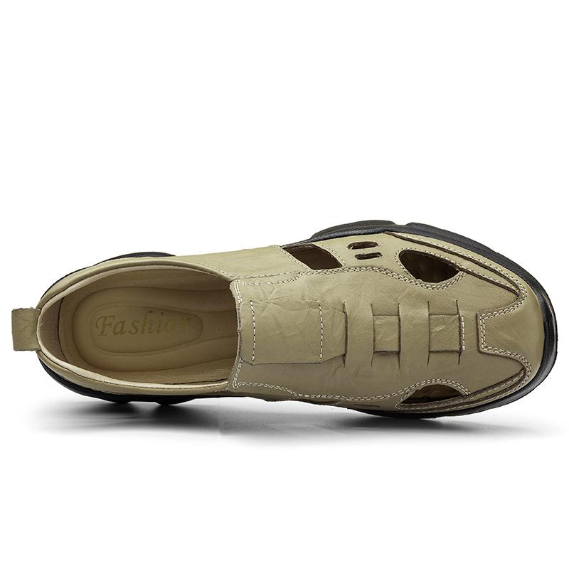 Fashion Fashion Designer Men's Genuine Leather Sandals Breathable Casual Shoes for Men Outdoor Lightweight Male Platform Sandalias mo-35