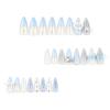 24 Pieces Flash Diamond Burst Flash Wear Nail Piece Bow French Explosion Manicure Press On Nails