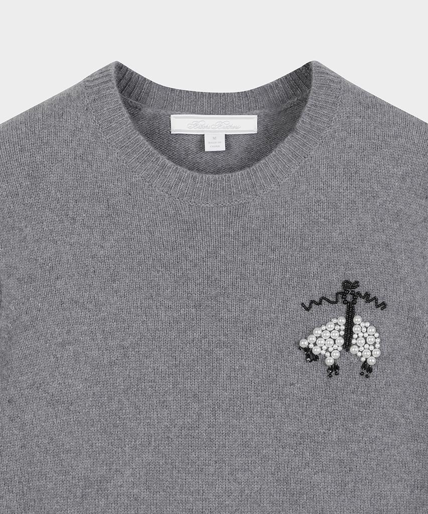 BROOKS BROTHERS Merino Wool Cashmere Beaded Logo Sweater (Charcoal) (Bbwrwm3684Vew)