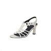 Fashion New Summer Sandals Split Leather Sandals for Women Fashion Round Toe High Heels Sandals Ladies Shoes Golden Gladiator Shoes
