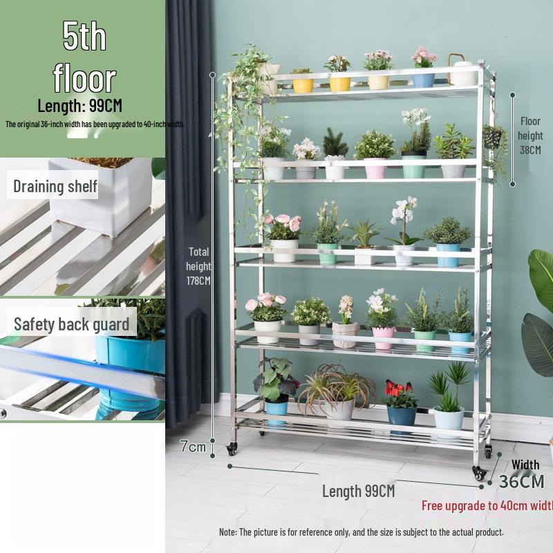 5-Tier Stainless Steel Balcony Plant Stand