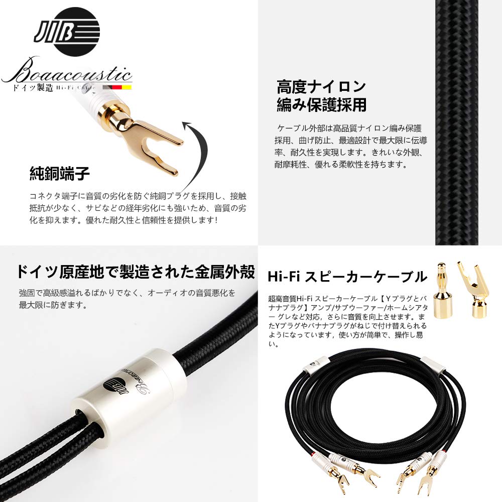 JIB Germany Banana Lug Lug Plug Speaker Theater Gray with Pure Copper pcs Hi-Fi Plug/Y Terminal/Y Cable/Amplifier/Subwoofer/Home etc. [Equipped Plug]