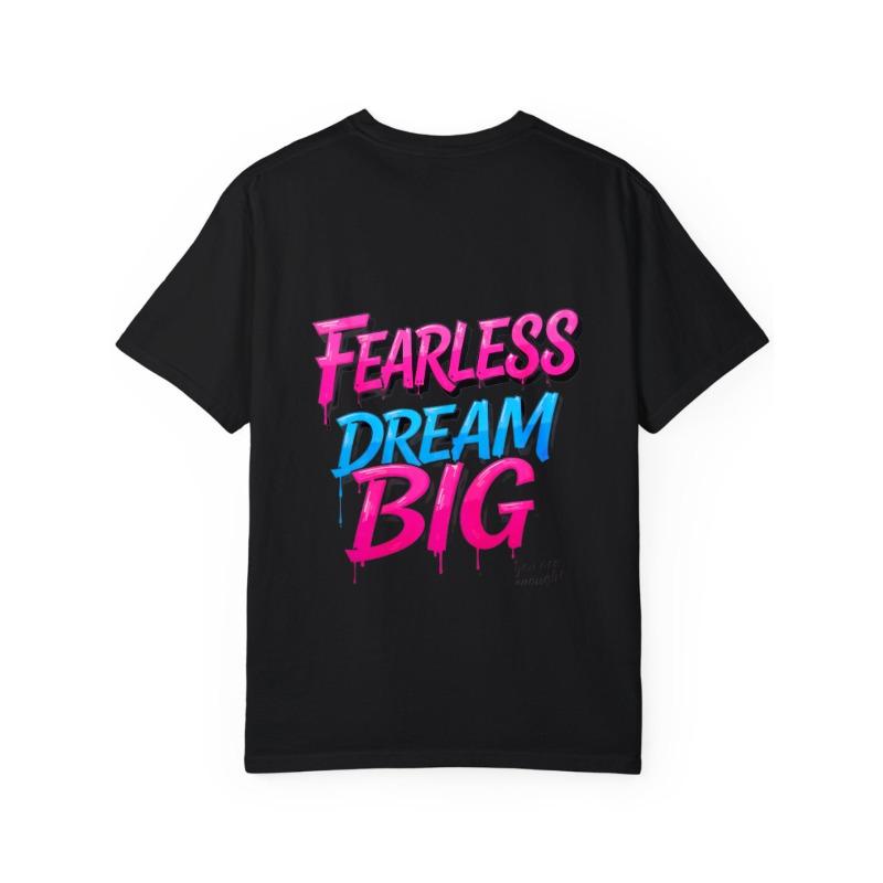 Fearless Dream Big Graphic T-Shirt White Pink and Blue Text Print Streetwear Casual Wear