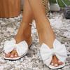 Fashion Elegant Big Bow Knot Low Heel Slippers Women Soft Sole Weightlight White Slides Woman Plus Size Non Slip Summer Sandal Mujer