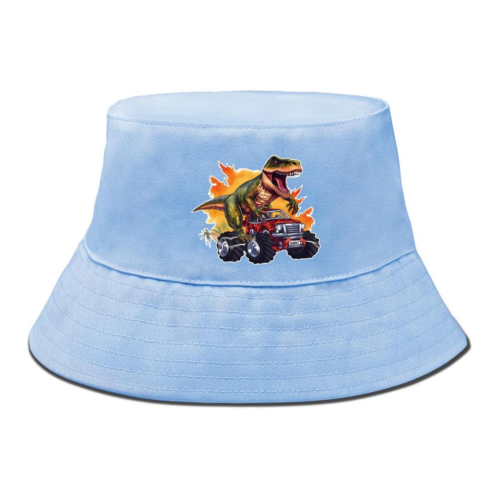 Bucket Hat With Dinosaur Monster Trunk Print , Fisherman Hat Summer Trendy Foldable Beach Cap