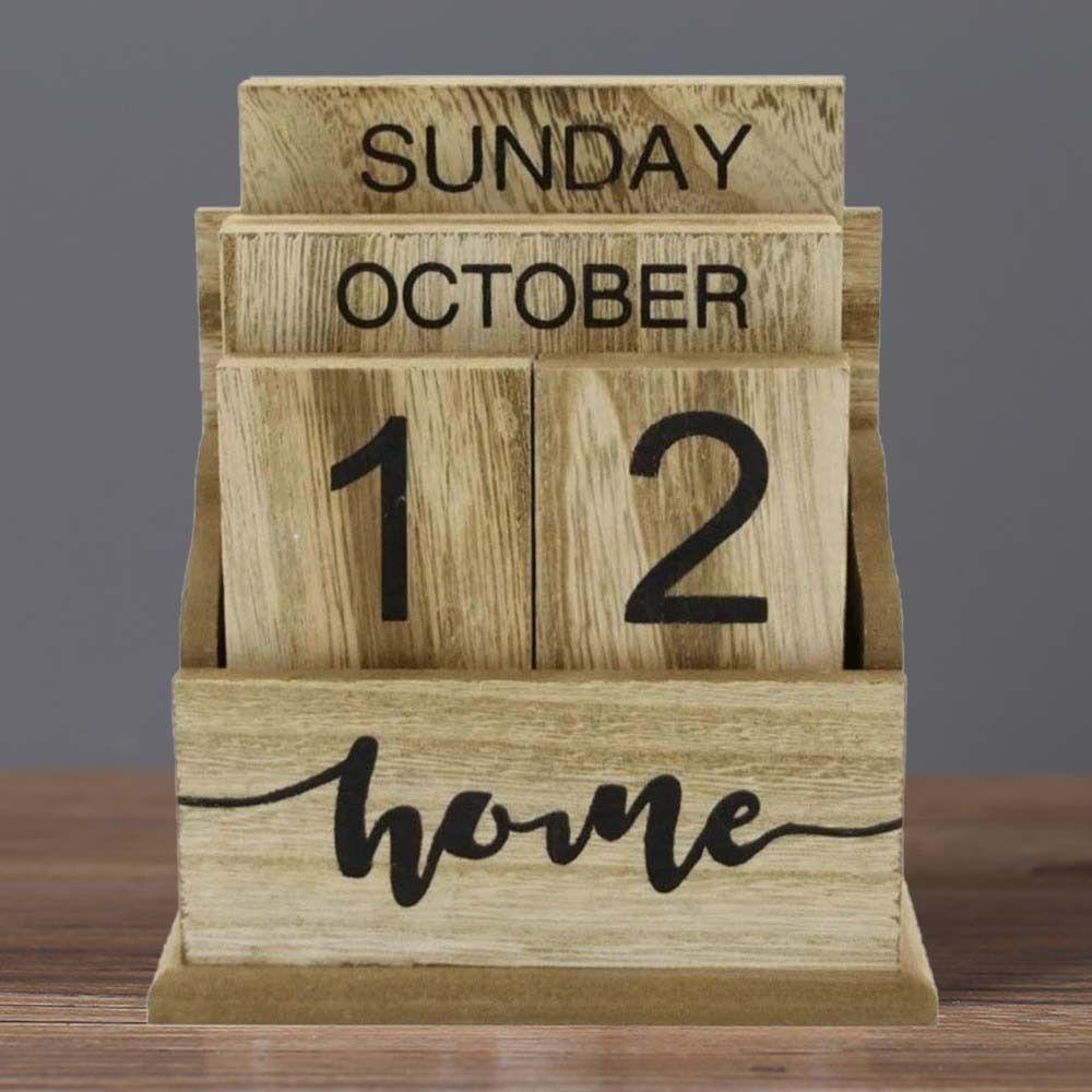 Cactus Wooden Perpetual Calendar Pineapple Date Display Ornament Desk Calendar Ornament  Study