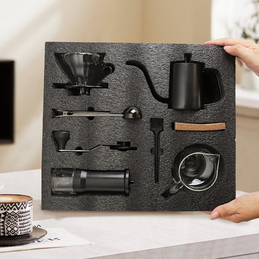 5/7 PCS Sharing Pot Bean Grinder Household Hand Cranked Coffee Utensils Set Hand Brewed Coffee Set Electronic Scale Filter Cup