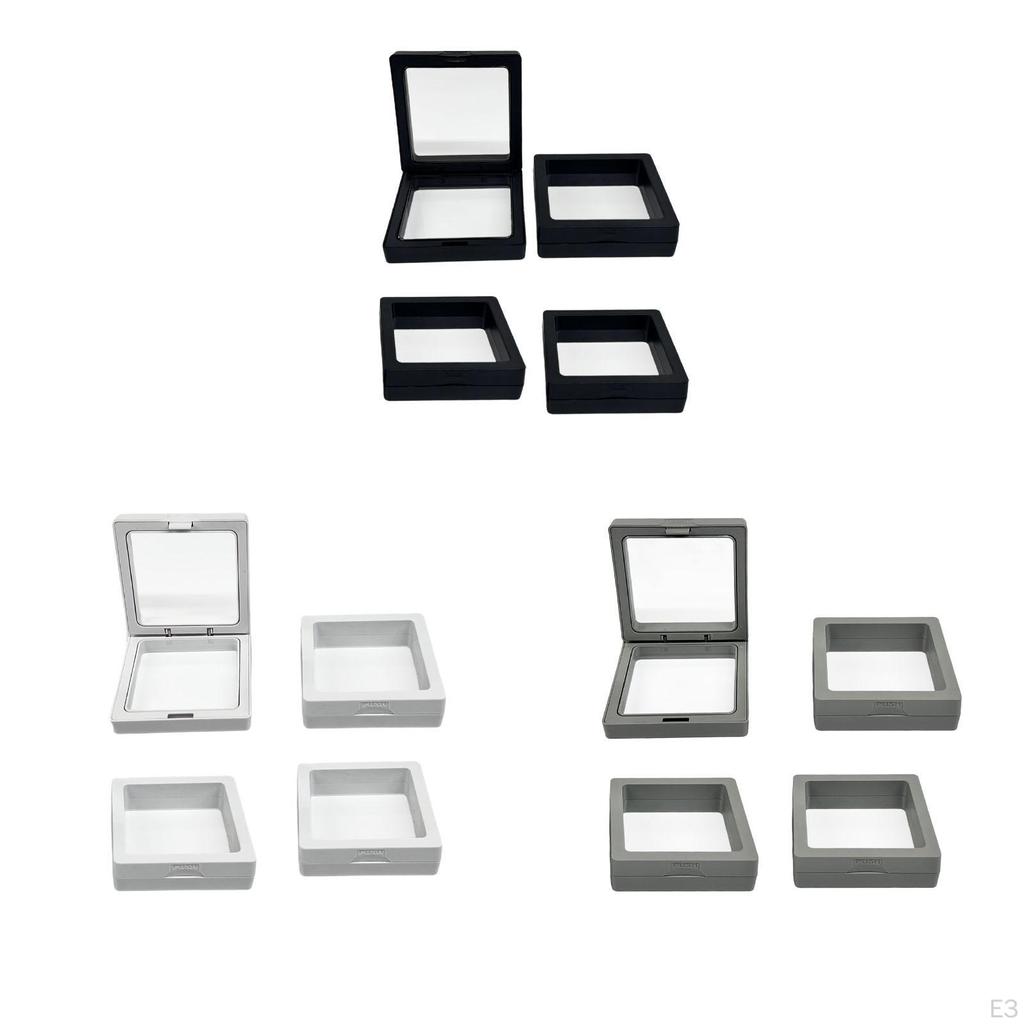 4 Pieces Floating Display Case, Coin Stands Frame Stand for Specimens Chip