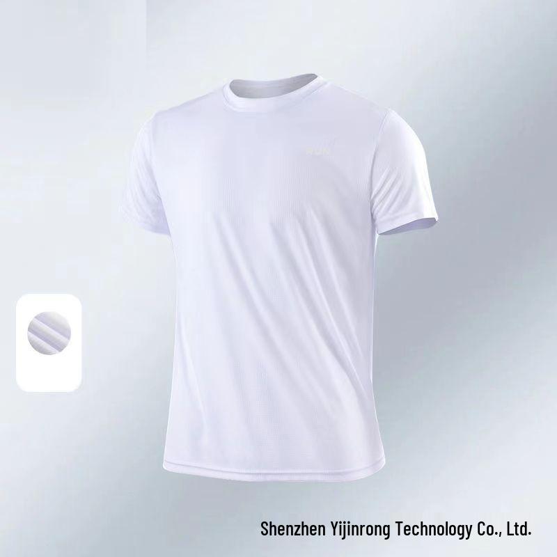 Men's Quick-Dry Checkered Crew Neck Short Sleeve Running Shirt