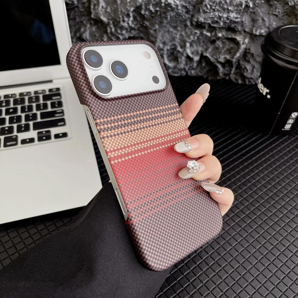 Slim Smooth-touch Frameless Carbon Fiber Texture Case For IPhone 17Pro Max Air 16E 15 14 13 12 Plus Water Ripple Anti-Drop Cover
