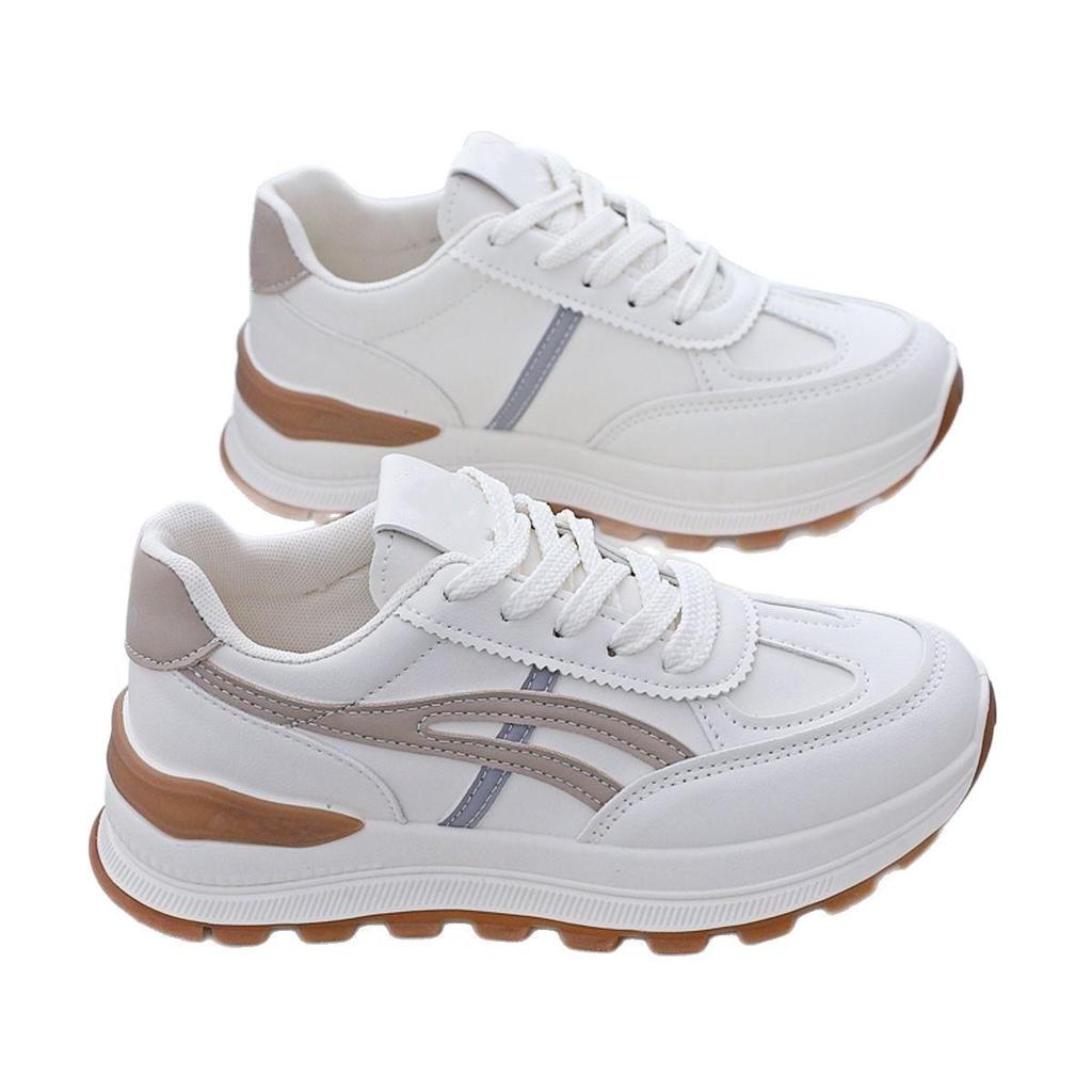 Baskets Blanches Polyvalentes pour Femmes Printemps Style Coréen, Chaussures Décontractées Respirantes à Semelle Épaisse et Rehaussantes