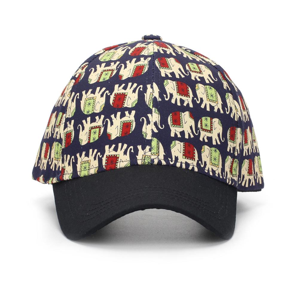 Fashion Hat New Spring and Autumn Elephant Printed Baseball Cap Men and Women Plaid Cap Cartoon Pattern Fashion Hat