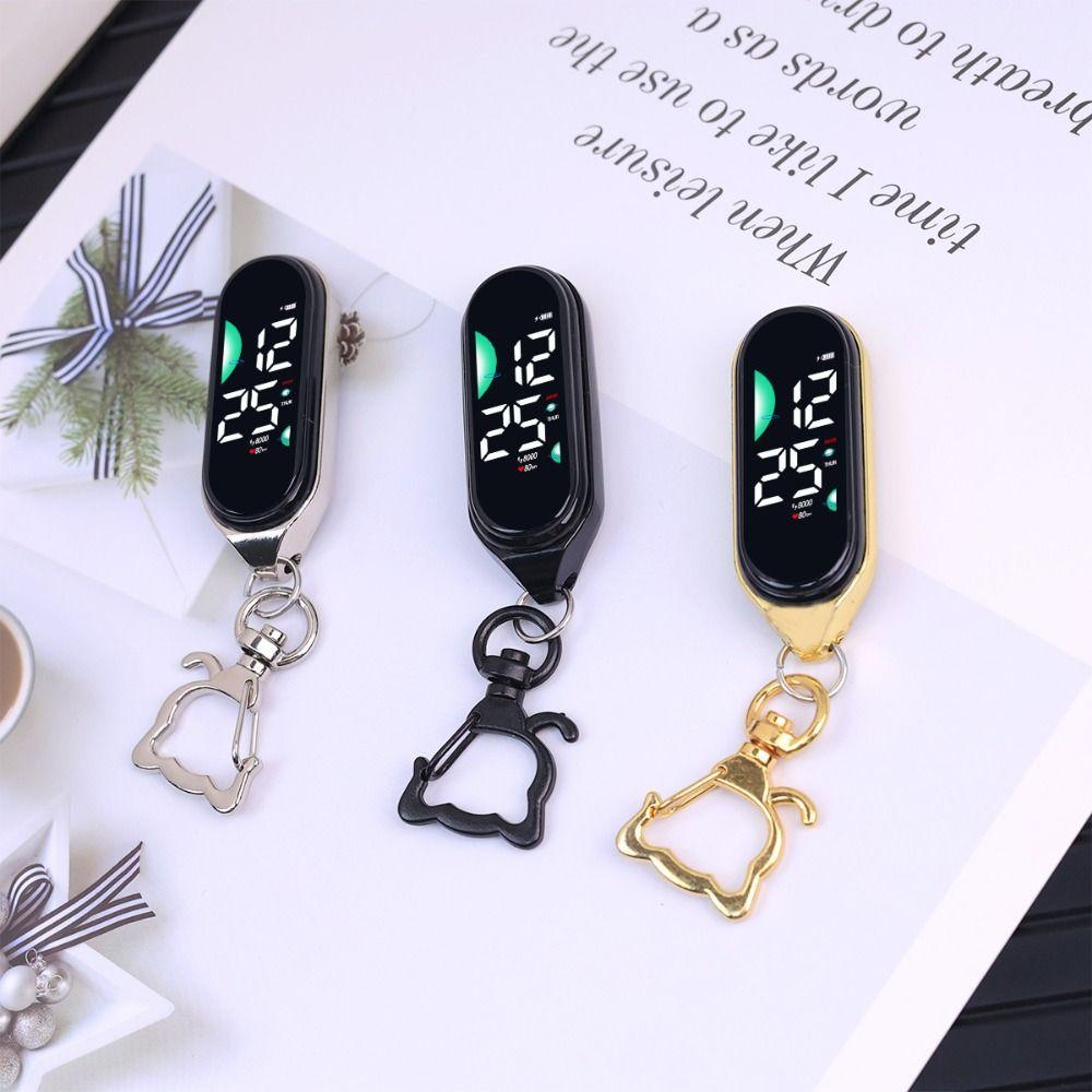 Electronic Hanging Watch Digital Display LED Watch Keychain Pocket Watch Kids Adults