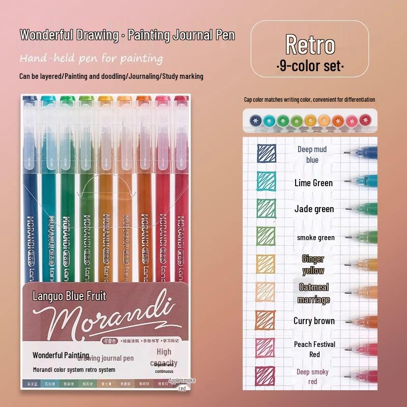 Blue Fruit Journal Pen Set: High-Capacity Neutral Pens for Drawing, Note-Taking, Highlighters, and Fine Tip Pens