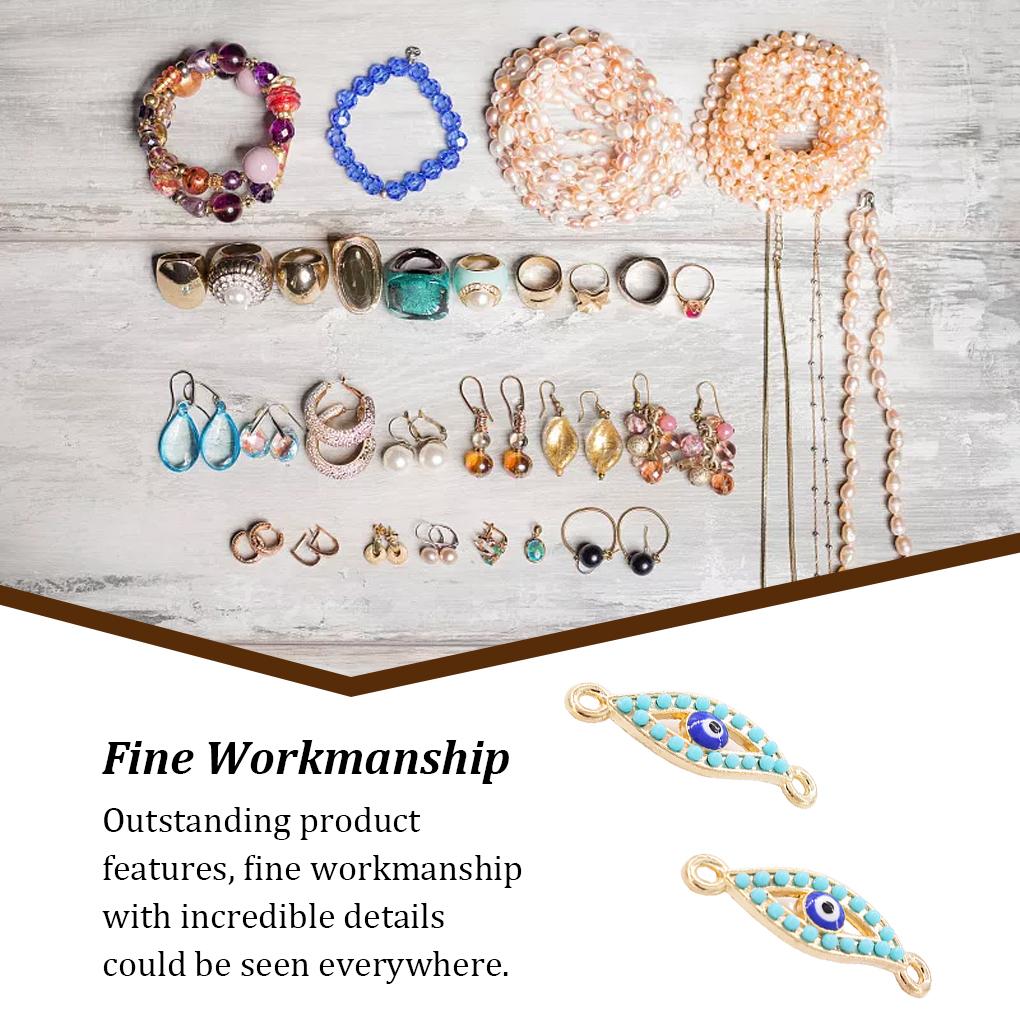 10 Pieces Blue Eye Finding Polished Hook Connector Plating Hanging Pendant DIY Women Necklace Earring Jewelry Accessories