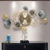 37 Inch Metal Ginkgo Leaf Wall Clock   Silent Quartz Movement No Ticking   Decorative Oversized Clock for Living Room Bedroom Home Decor
