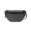 T Monogram Embossed Classic Logo Pattern Zipper Closure Cotton Waist Bag Women Waist Bag Navy-Blue 162094-405