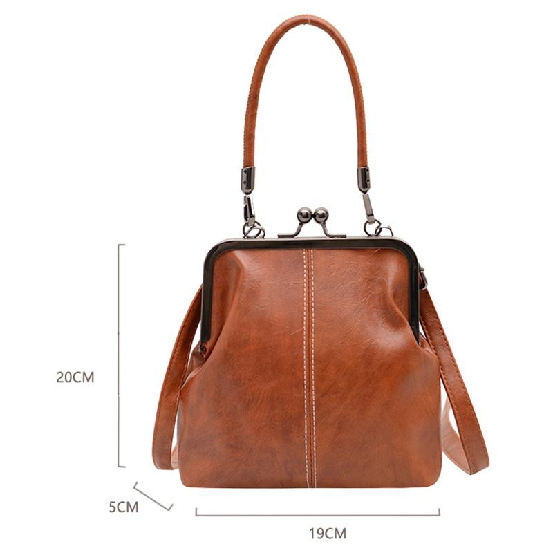 Vintage PU Leather Inspired Mini Shoulder Bag for Women Beige with Golden Buckle Closure Adjustable Strap Stylish Small Crossbody Bag AVE