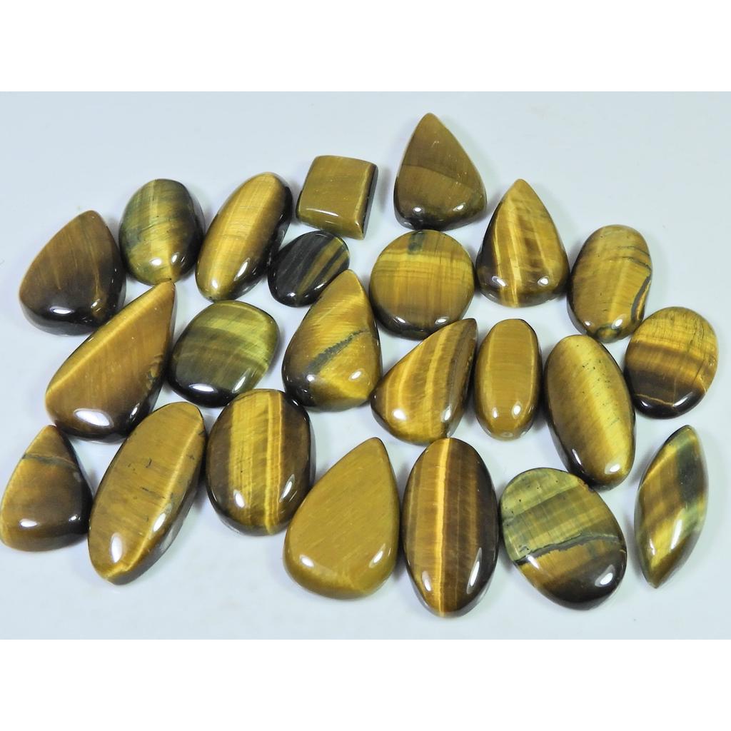 315Cts. Natural Tiger Eye Mix Cabochon Loose Gemstone 23Pcs Lot 14-28 MM C-736