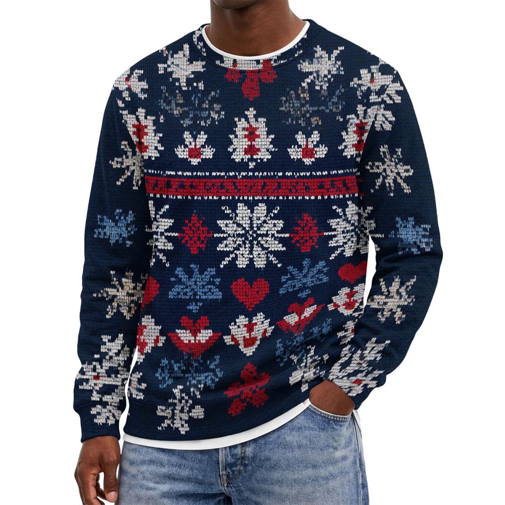 Herren Weihnachtspullover mit Rundhalsausschnitt