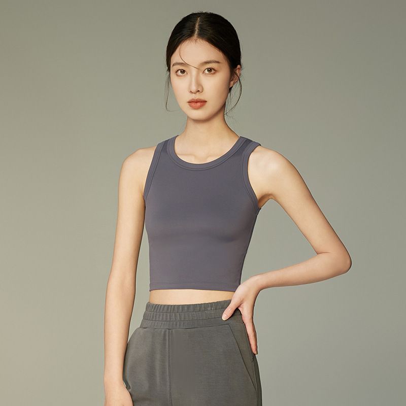 

Весна/Лето 2025 Одежда для йоги Женский Облегающий Короткий Безрукавный Топ на Бретелях I-образной формы Фитнес Бег Дышащий Жилет для упражнений Titanium Ash L/XL