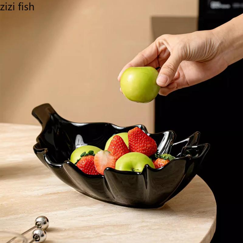 Leaf Ceramic Fruit Plate Salad Bowl Refreshment Tray Soup Plate Dessert Plates Snack Tray Dim Sum Dish Pastry Plates Fruit Bowl
